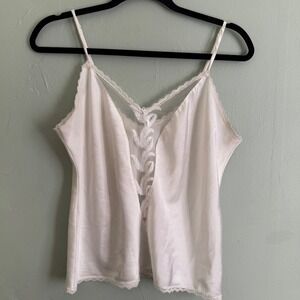 Wacoal Vintage y2k Satin Camisole Ivory Cream Lace Embroidered Mesh Top 38